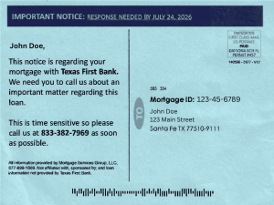 Mortgage Postcard Scam